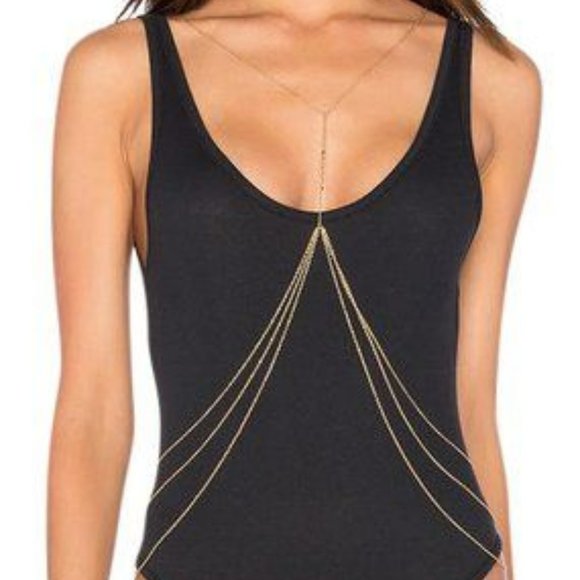 NIB Rebecca Minkoff Triangle Stud Body Chain - gold tone - Picture 1 of 5